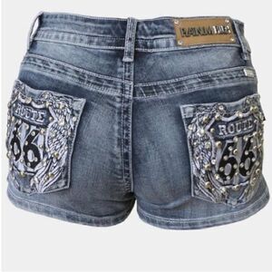 Platinum Plush Route 66 Embellished Shorts